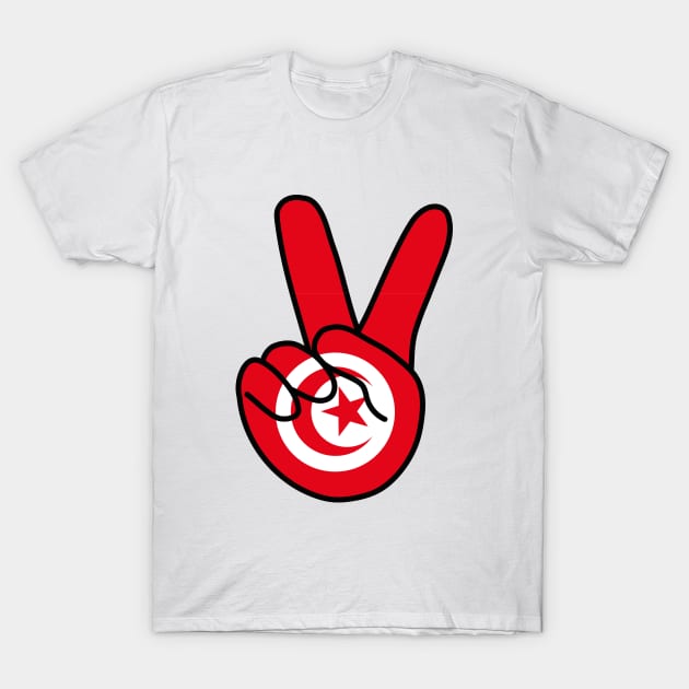 Tunisia Flag V Sign T-Shirt by DiegoCarvalho